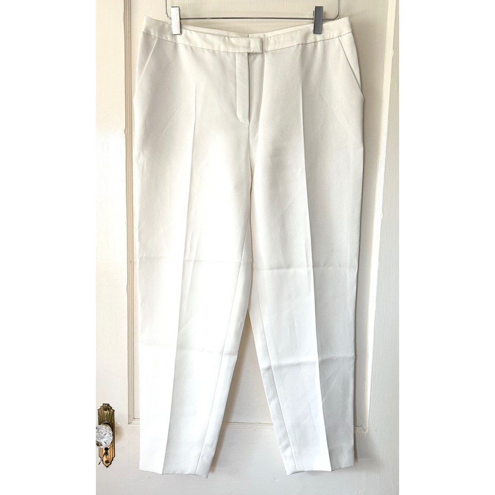 Escada Taxina Satin Ankle Trousers Off White DE38 US8 Old Money Quiet Luxury